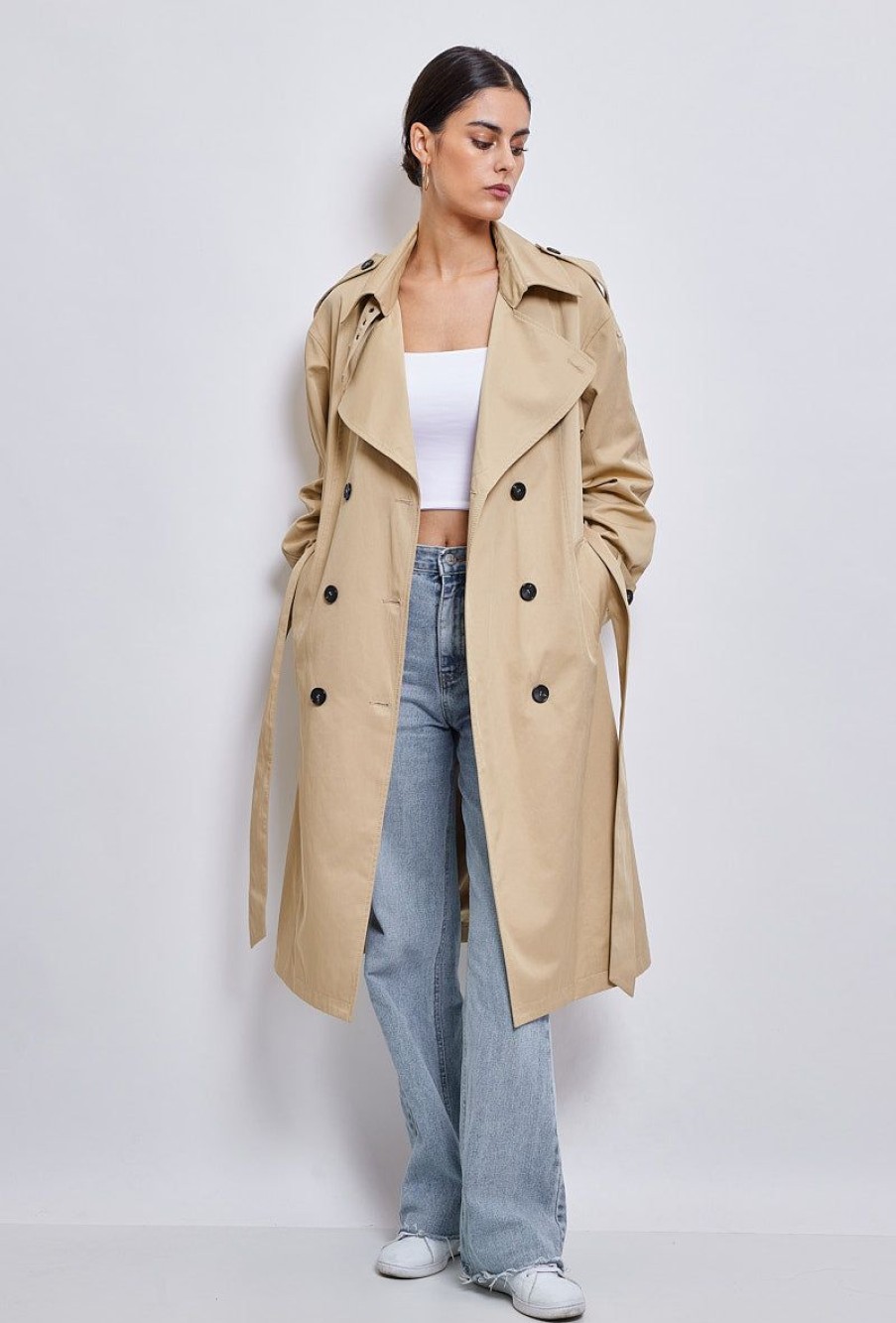 Femme Escandelle Paris | Trench Long Classique Beige