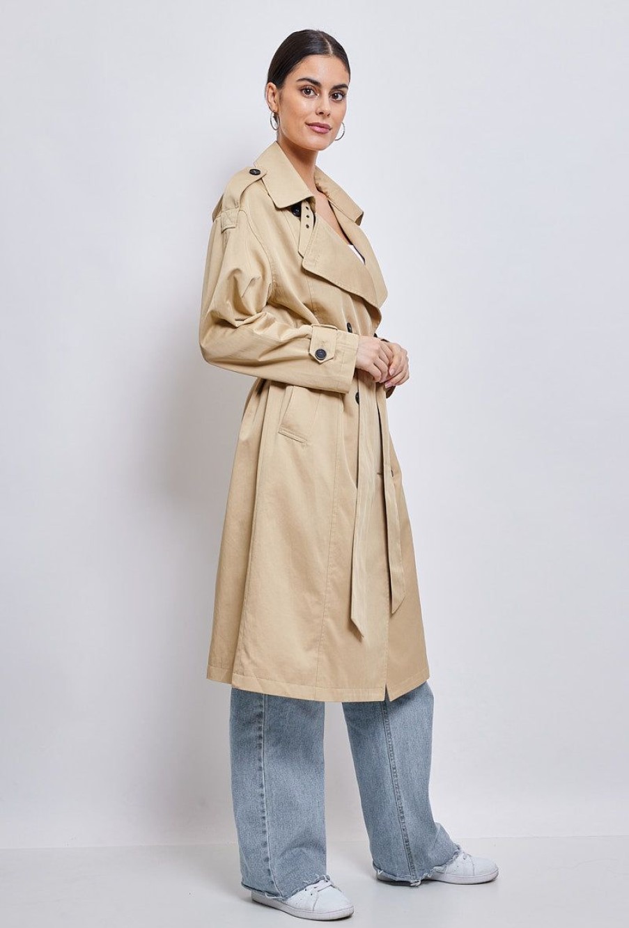 Femme Escandelle Paris | Trench Long Classique Beige