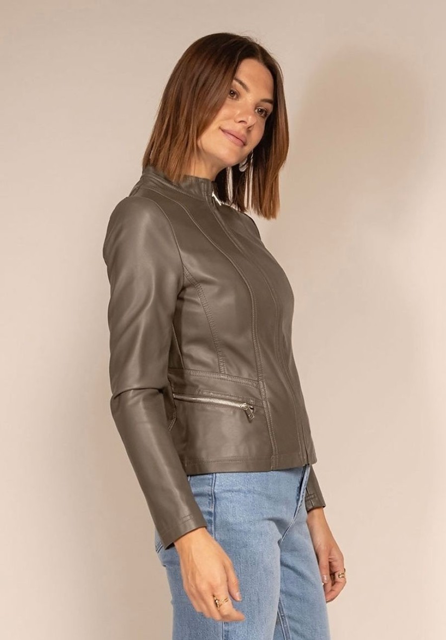 Femme Escandelle Paris | Veste Motard En Similicuir