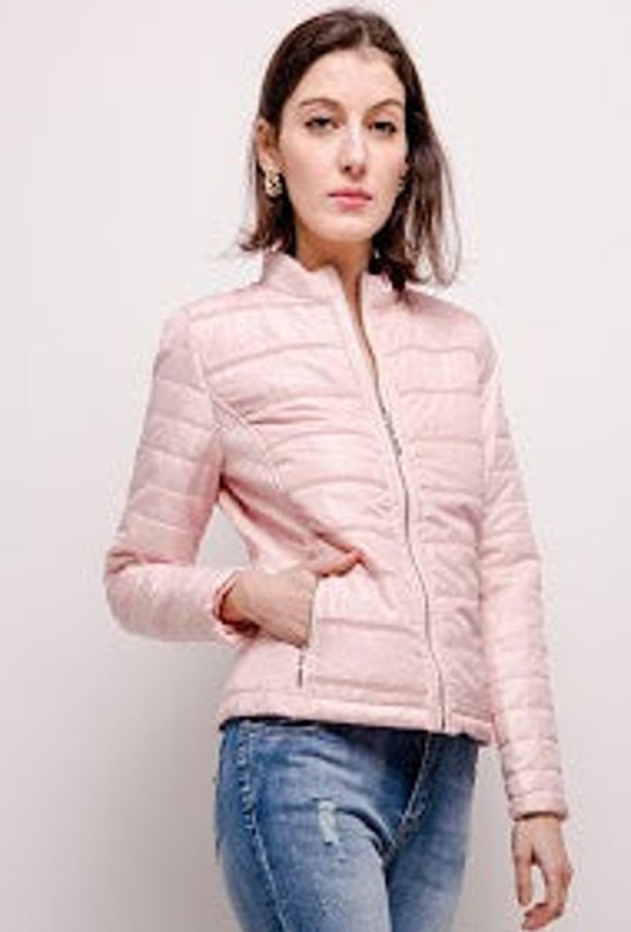 Femme Escandelle Paris | Veste Matelassee Courte Rose