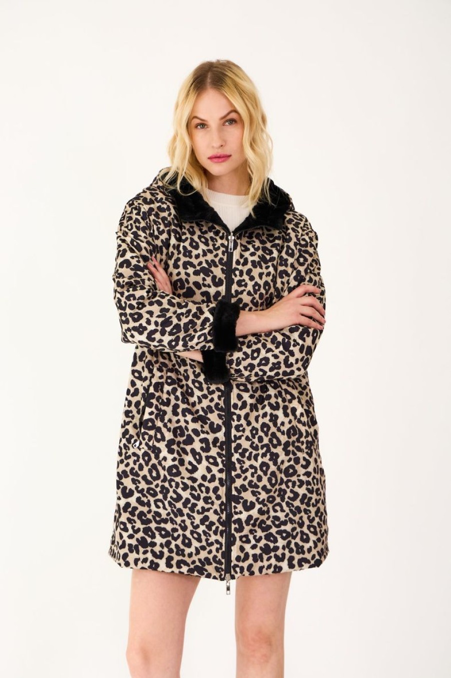 Femme Escandelle Paris | Parka Mi-Longue Reversible A Fausse Fourrure