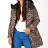 Femme Escandelle Paris | Doudoune Mi-Longue Reversible Leopard