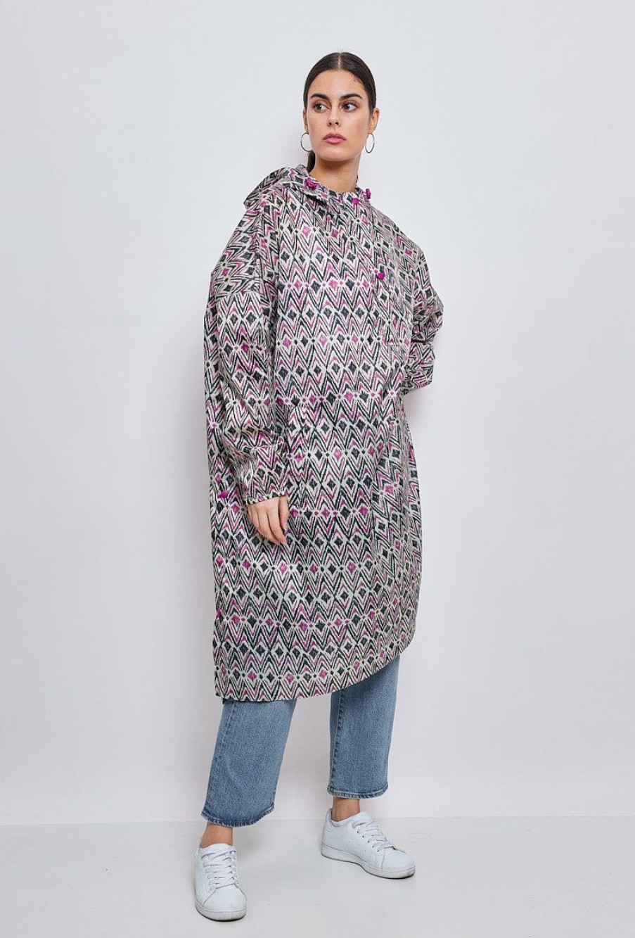 Femme Escandelle Paris | Poncho De Pluie Imprimes Aztek