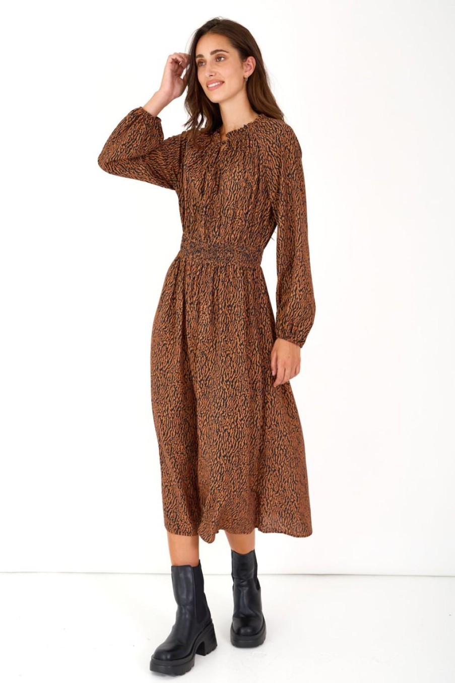 Femme Escandelle Paris | Ava-Robe Longue A Motifs Print Terra