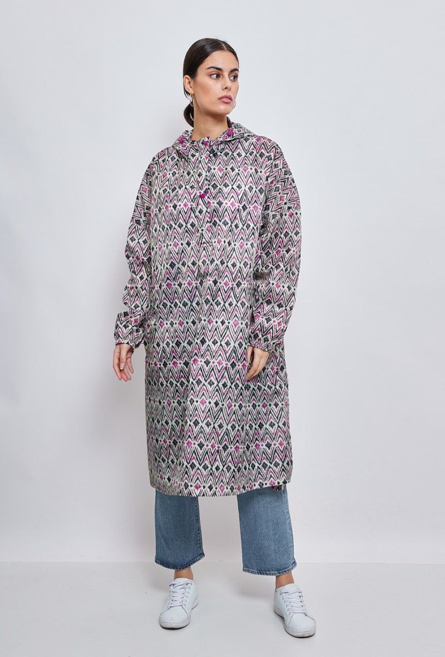 Femme Escandelle Paris | Poncho De Pluie Imprimes Aztek