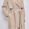 Femme Escandelle Paris | Trench Long A Ceinture Beige